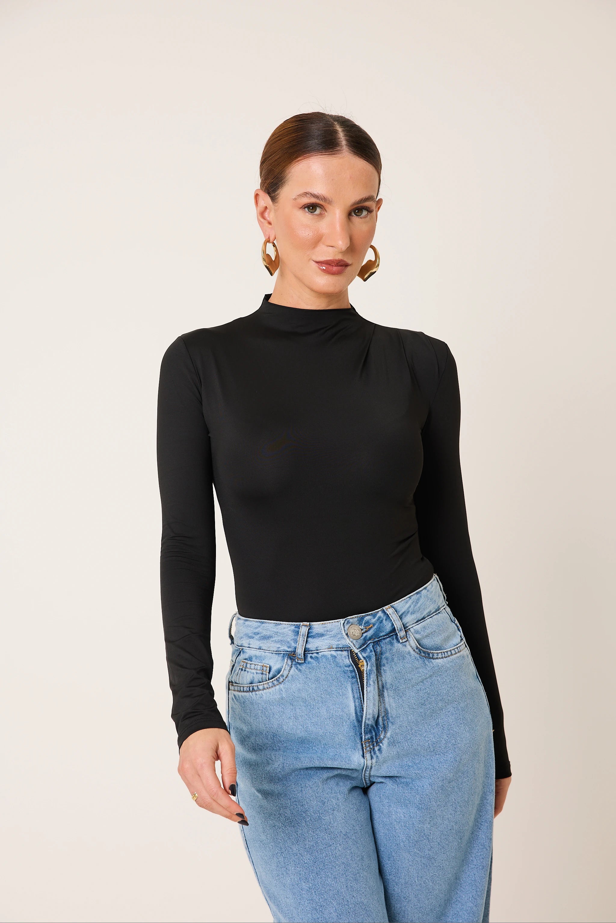 Kit 3 Bodies Gola Alta Manga Longa Second Skin