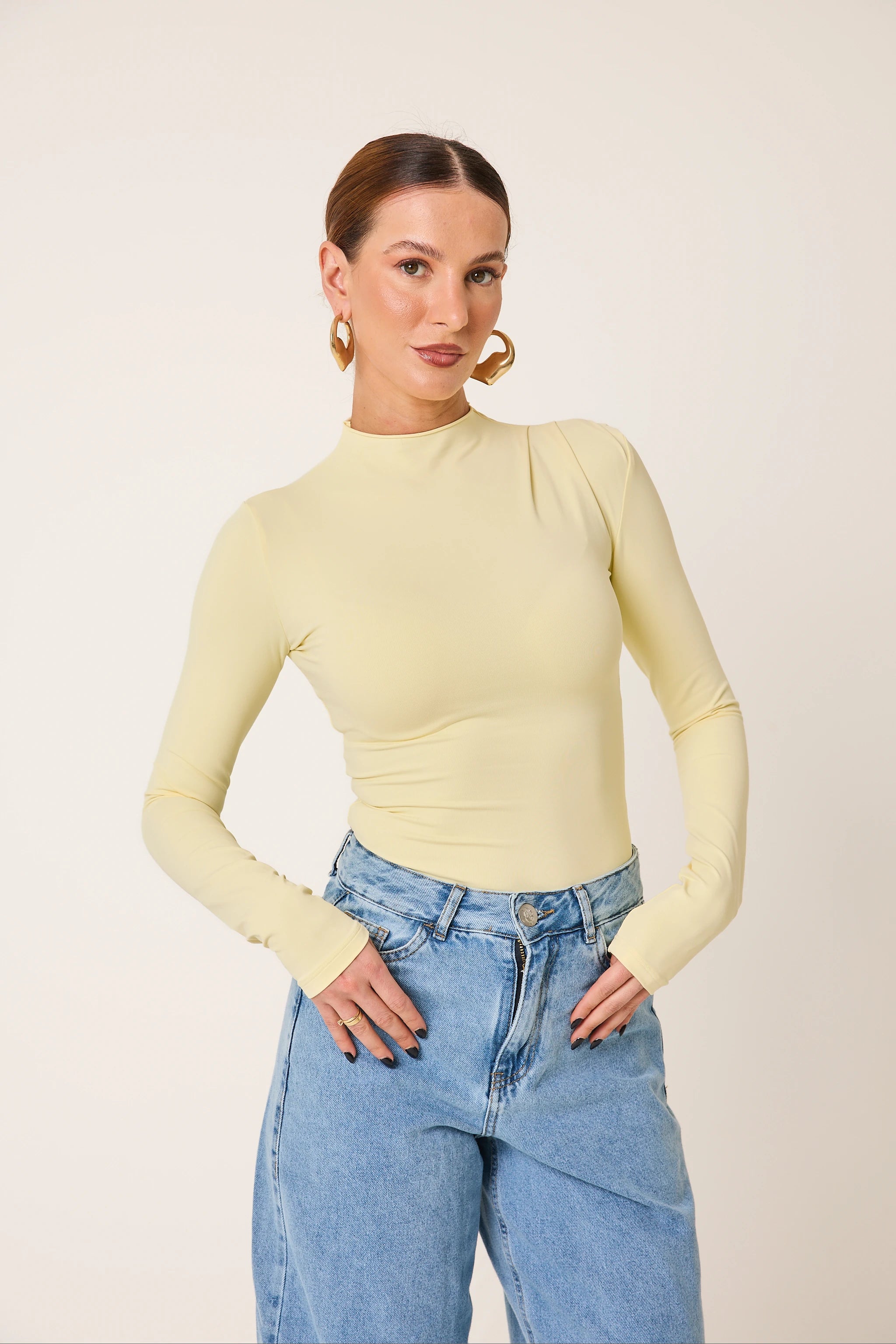 Kit 3 Bodies Gola Alta Manga Longa Second Skin